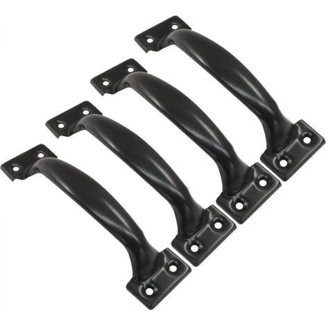 Set Mit 4 Vintage-scheunentürgriffen Für Küchenschränke, 101 Mm Lochmitte, Schwarzes Eisen