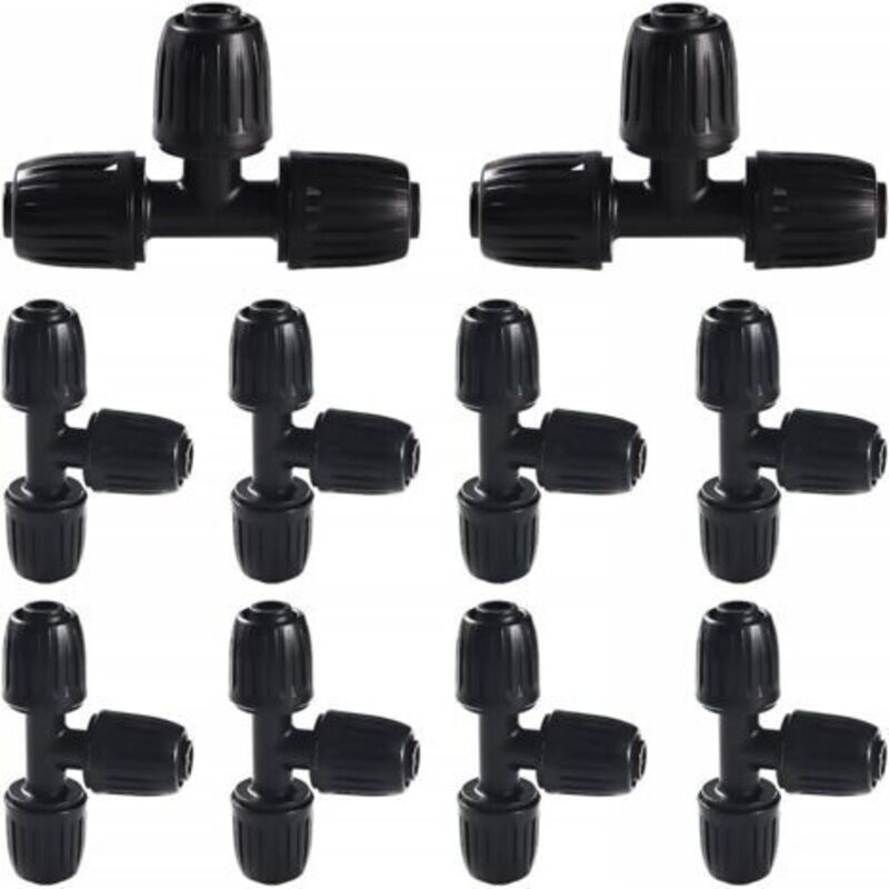 10 Stück 16 Mm Tropfbewässerungsarmaturen, T-rohrverbinder Mit Widerhaken, Bewässerungsrohrverbinder, Tropfbewässerungsverbinder, Für Garten, Rasen (schwarz)