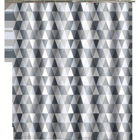 Rideau Douche, Rideau De Douche 180x180 Cm, Rideaux De Douche Polyester, Maschinenwaschbar Mit Ourlet Inférieur Lesté Und 12 Häkeln, Rideau Baignoire Für Salle De Bains, Motiv Dreieck