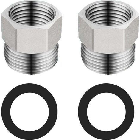 Runde Rohrverschraubung, Brauseschlauch-reduzierstück, G1/2" Auf G3/8", Edelstahl, Chrom