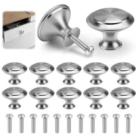 Möbelknopf-set Mit 12 Stück, Runde Tür- Und Schubladenknöpfe, 30 Mm, Edelstahlknöpfe Mit Schrauben Für Moderne Küche, Pilzförmige Schrankgriffe Für Kleiderschrank (silber)