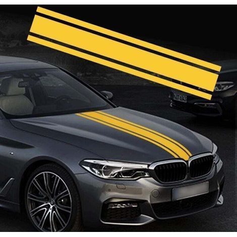 Auto-motorhauben-streifen-aufkleber Racing 124 Cm – Karosserie-seitenaufkleber, Dach, Rock, Stoßstange – Modifiziertes Vinyl-autodekor (gelb)