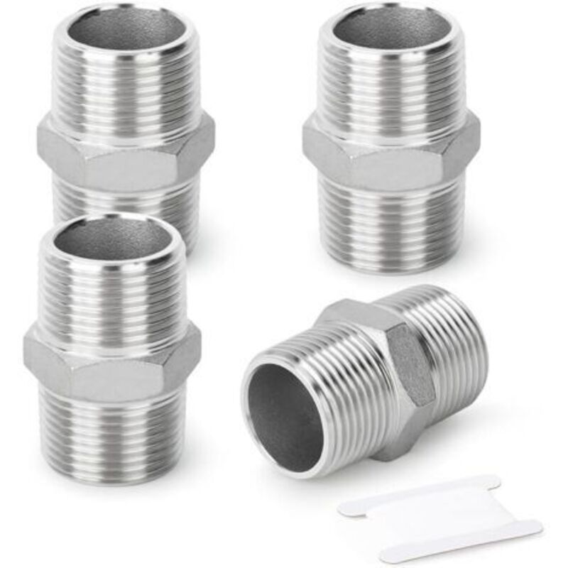 4 Stück Sechseckige 316l-raccords Aus Rostfreiem Stahl, Tuyau-raccord 1" Tuyau Male Bsp X 1"" Tuyau Male Bsp