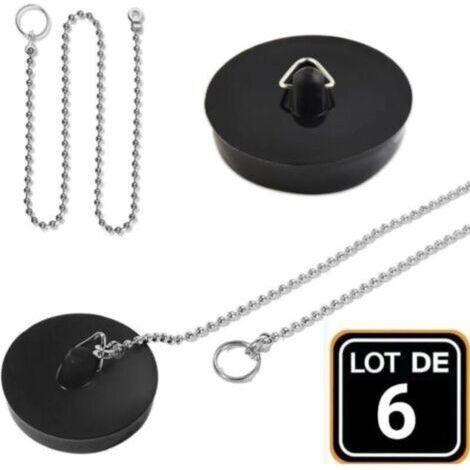 2er-pack Gummi-ablaufstopfen Mit 10 Cm Sicherungskette, Badewanne, Küche, Badezimmer, 45 Mm, Schwarz