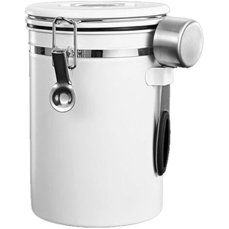 Extragroßer Plateau-behälter Für Getreide- Und Moulu-kaffee, Hermetisch Und Rostfrei, Vidange-robinet Und Café (weiß, 1800 Ml)