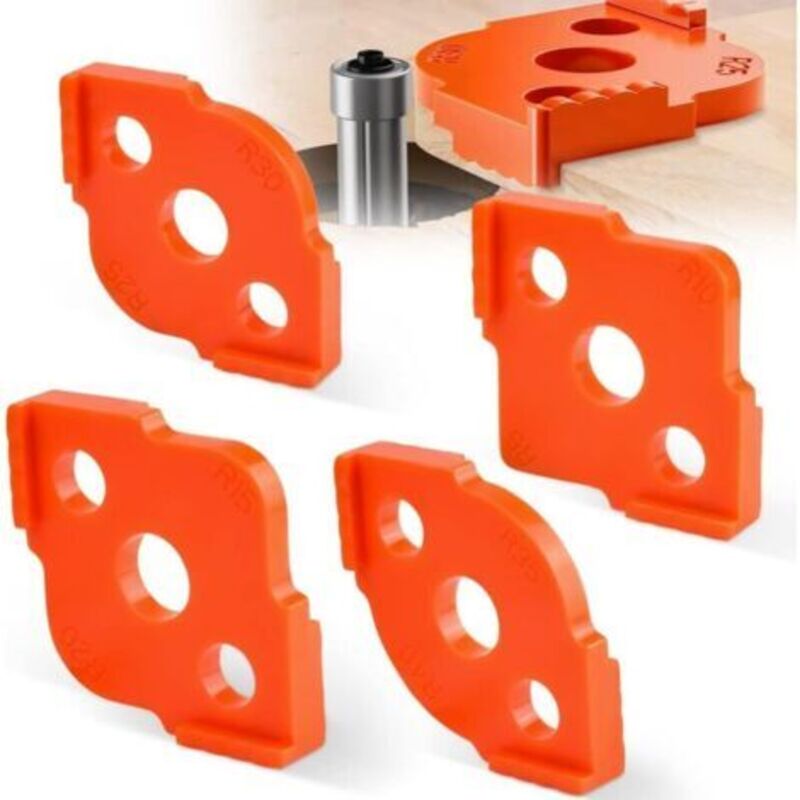 Zvd- 4 Stück Alu-radius-fräsvorrichtung, R5–r40 Tisch-holzbearbeitungs-fräsvorrichtung, Eckradius-fräszubehör Für Tischlertisch (orange)