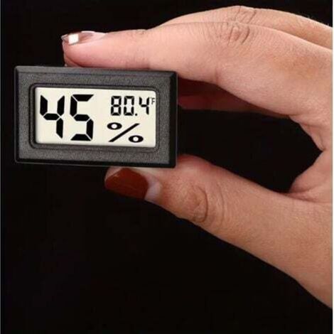 Schwarzes, Präzises Digitales Mini-thermometer Und Hygrometer Zur Überwachung Von Innentemperatur Und Luftfeuchtigkeit – Anzeige In Fahrenheit (℉).