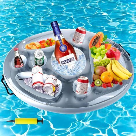 Aufblasbarer Schwimmender Getränkehalter, Aufblasbarer Getränkehalter 2 In 1 Schwimmendes Tablett, Aufblasbarer Schwimmender Flaschenhalter Sommerparty, Für Schwimmbad Mit Großer Kapazität, Schwimmend