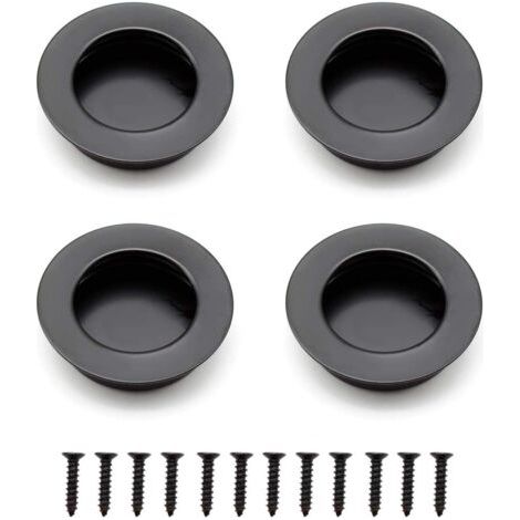 4 Stück Runde Einbaugriffe, 40 Mm Edelstahl-schiebetürgriff, Schwarze Möbelgriffe Können Für Schubladen, Schränke, Individuelle Möbel Verwendet Werden