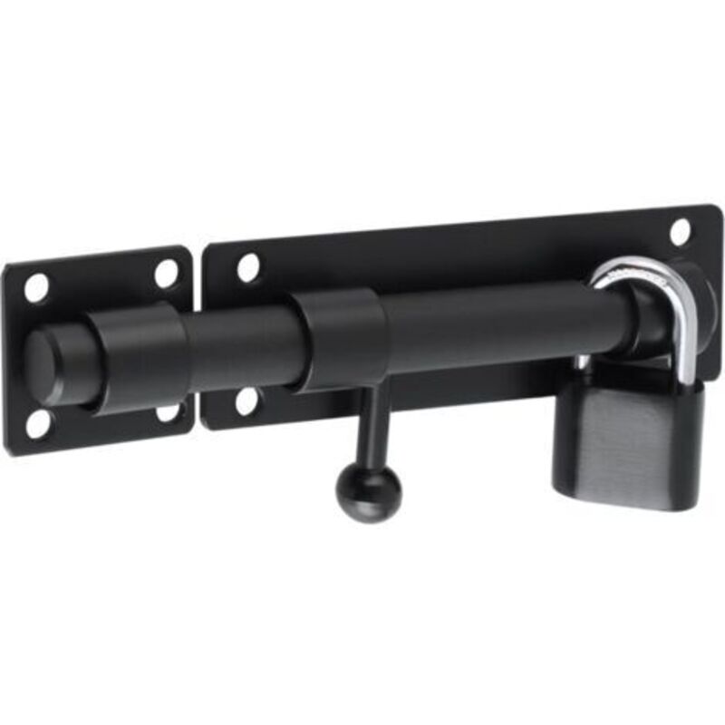 Pr Loquet Porte Exterieur Verrou Porte Coulissante Mit Cadenas Und 4 Cles, Verrou Portail Robuste Und Acier Inoxydable, 150mm Longueur, Noir Mat, Emst8060-b