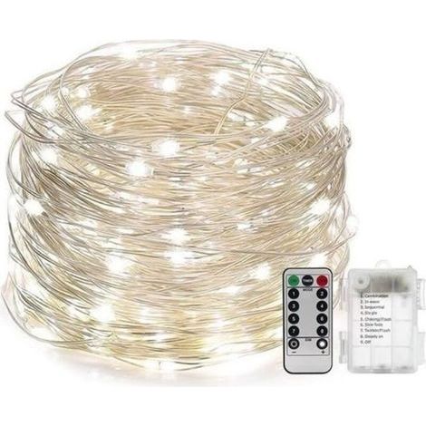 Rd00505-batterie-lichtgirlande Mit Fernbedienung – 10 M, 100 Micro-led – Kaltweiß – Wasserdicht Ip 65 – Dekorative Girlande Für
