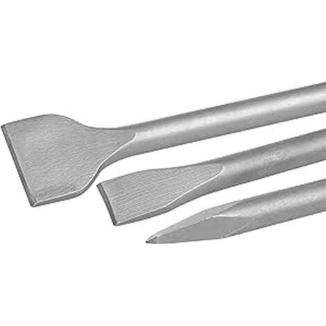 Set Mit 3 Meißeln – 2 Flachscheren Und 1 Spitzmeißel Von 25 Cm – Betonarbeiten – Hammermeißel.