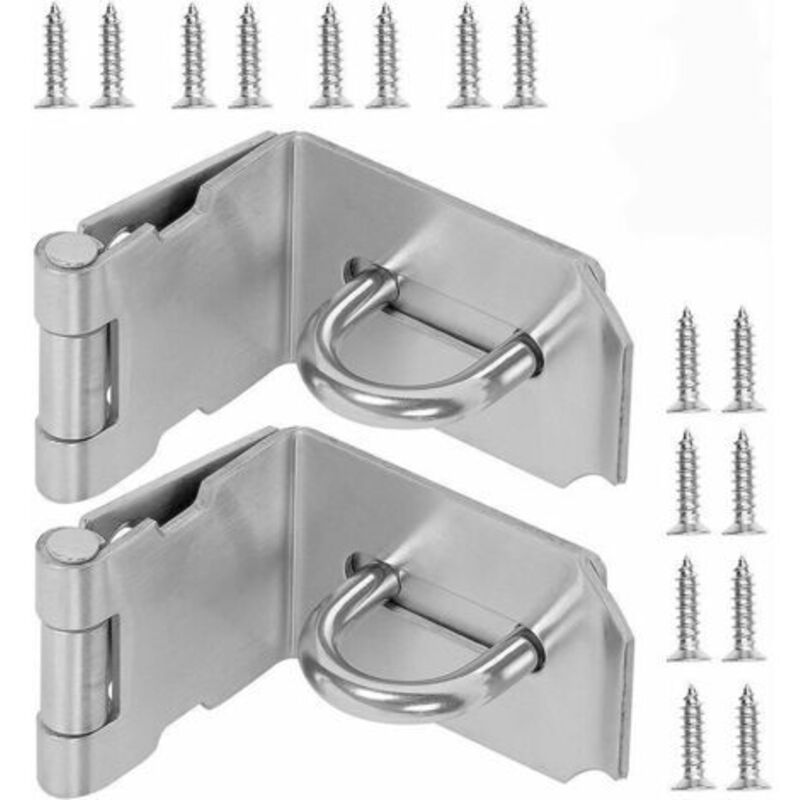 2 Stück 10,2 Cm 90-grad-vorhängeschloss-überfalle, Edelstahl-sicherheits-türverschluss, 2 Mm Extra Dickes Tür-tor-bolzenschloss