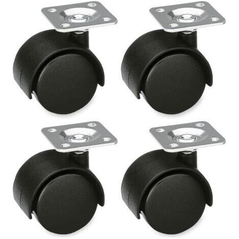 Set Mit 4 Möbelrollen, 39 Mm Nylon – 25 Kg/platinstahlrad Für Bürostühle Und Couchtische