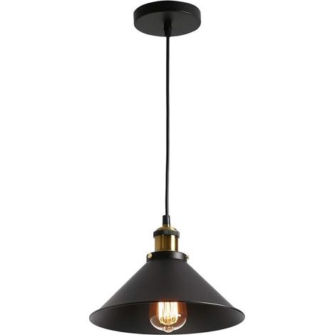 Zeitgenössische Pendelleuchte Aus Metall Mit Schwarzem Schirm, Mattschwarzes Finish, Industriestil, Verstellbar, Für Kücheninsel Oder Esszimmer (26 Cm)