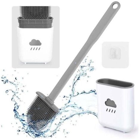 Toilettenbürste, Silikon-toilettenbürste, Hängende Toilettenbürste, Silikon-toilettenbürste Mit Schnell Trocknendem Halter Für Tiefenreinigung, Badezimmer-wc – Grau