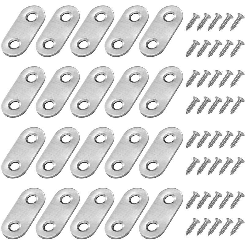 Equerre De Fixation Plats Droits Support Und Droit Plat Metalliques Equerres Avec Vis Pour Bois Meubles Placard Reparation Support Argent 20 Pieces