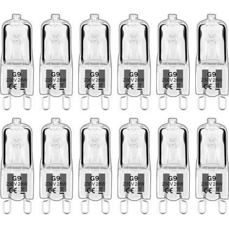 12 Stück G9 Halogenlampen, G9 Leuchtmittel 230v 28w 480lm, 2800k Warmweiß, Dimmbare Kapselbirnen, Flimmerfrei [energieklasse G]