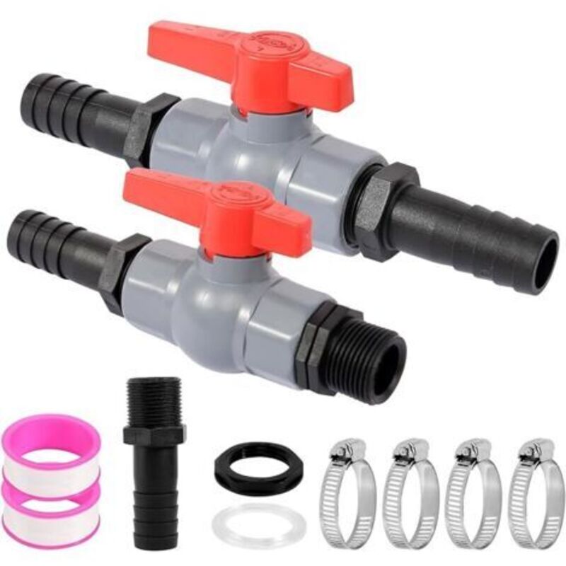Robinet À Boisseau Sphérique En Avec Raccord De Tubyau - 25 Mm - Robinet D'Arrêt Avec Embouts De Tubyau - Vanne À Bille Pour Tubyaux De Piscine Et Bassin