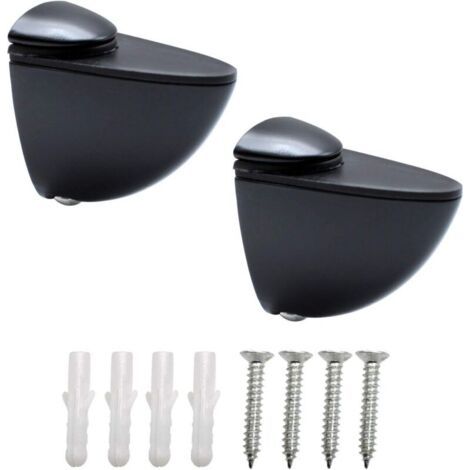 Regalstützen, 2 Stück Wandregalhalterung, Glasregalhalterung, 3–20 Mm Zink-glashalter-clip, Verstellbare Wandmontagehalterungen, Schwarze Glasklemme Für Treppen