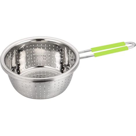 Perforiertes Passoire Aus Rostfreiem Edelstahl Mit Langen Grünen Streifen, Passoire Für Nouilles/legumes De Cuisine, Argentée – 20 Cm
