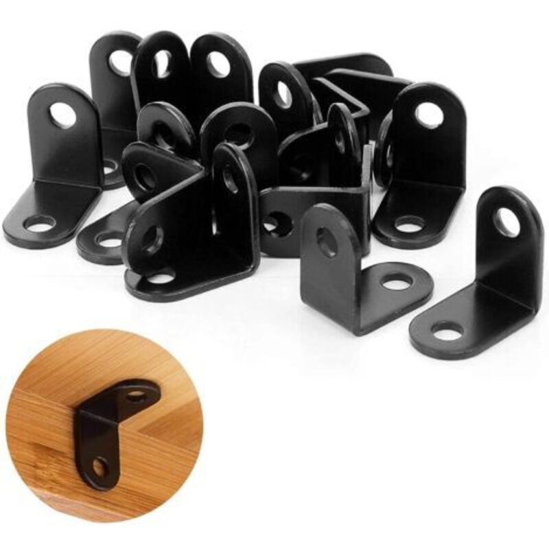 Packung Mit 20 Kleinen Schwarzen Befestigungsklammern, 26 X 26 Mm Metallklammern Zum Befestigen Und Reparieren Von Möbeln, Zur Verstärkung Von Verbindungen