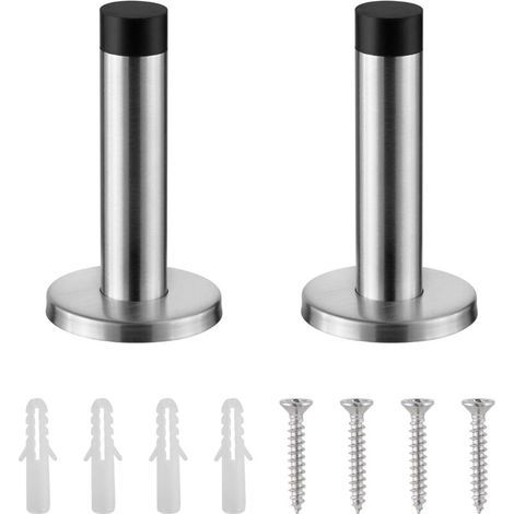 Robuster Türstopper Für Fußleisten – 2er-set Türblock – Wandtürstopper Aus Edelstahl Mit Gummispitze – Wandstopper – Innentürstopper