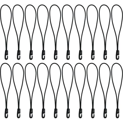 20 Stück Gummispanner Mit Elastischen Haken 26 Cm, Bungee-seil Für Kleine Und Mini-planen, 4 Mm Stärke, Schwarz, Ideal Für Gepäck Und Camping