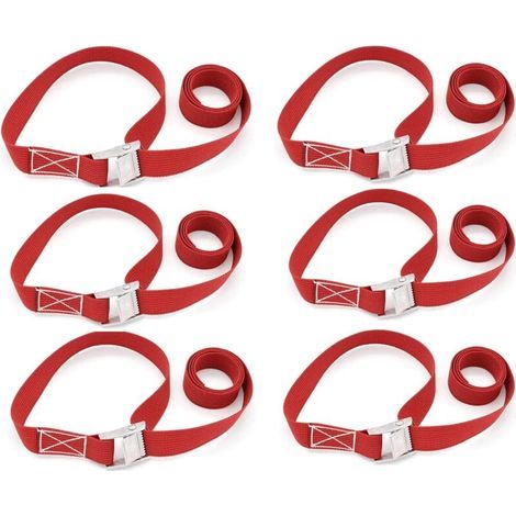 6-teiliger Zurrgurt, Verstellbare Ratschen-befestigungsgurte, Fahrradträgergurt-kupplungsgurt-set Mit Tragetasche, Für Motorrad, Auto, Anhänger, Gepäck, Fracht (100 Cm), Rot
