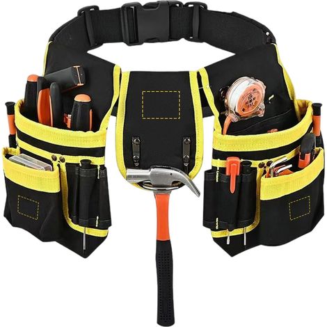 26 Poches Ceinture Porte Outil, Magnétique, Sacoche Outils Bricolage Mit Porte Marteau Ceinture Large, Amovible Et Réglable