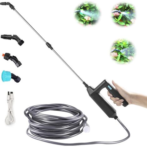 Elektrischer Pflanzenbewässerer Mit 60 Bis 110 Cm Langer Teleskopstange Und 3 Sprühdüsen, Batteriebetrieben – 3 M Schlauch