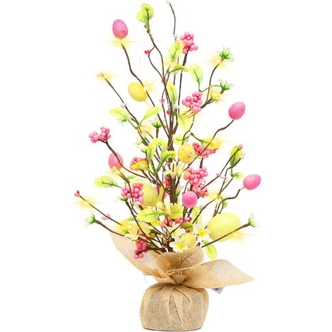 Pâques-dekoration Mit Led-leuchten, Tischmitte In Form Einer Pâques-form, 45 Cm, Sockel Aus Jutestoff, Künstliche Pflanze Für Die Pâques-tischdekoration (farbe 1)