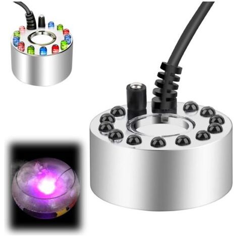 Mini-ultraschall-nebelmacher Aus Metall – 12 Bunte Leds – Luftbefeuchter Für Brunnen-, Teich- Und Nebeldekoration