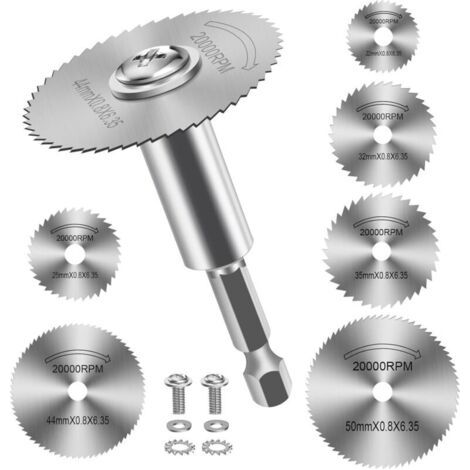 7 Stück Bohrer-trennscheiben, Hss-bohrscheibenblätter Mit (60 Mm) 1/4 Zoll Sechskantschaft, Mini-kreissägeblätter Für Holz, Kunststoff Und Metall