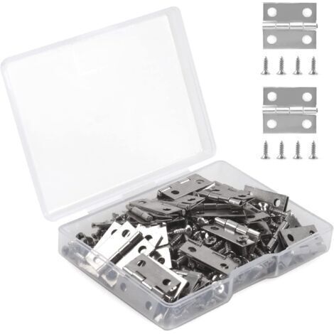 50 Stück Mini-retro-scharniere, 18 X 15 Mm, Unsichtbares Edelstahlscharnier, Langlebig Und Robust, Kleines Flaches Scharnier Mit 200 Schrauben (silber)