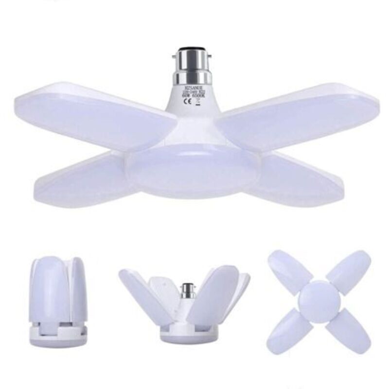 Garagenlampe B22 60w, Kaltweiße Werkstattlampe 6500k 6800lm, Verformbar Mit 4 Verstellbaren Panels, Led-deckenbeleuchtung, Für Garagen