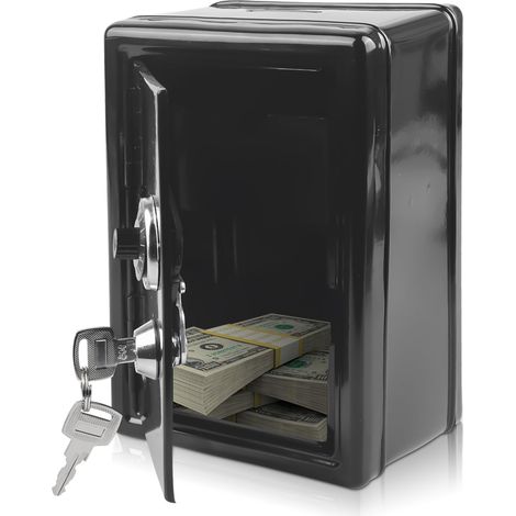 Mini-reifenkoffer Aus Metall, 2 Flaschen H: 18 Cm X L: 12 Cm X L: 9,5 Cm, Spardose Für Monnaies, Schwarz
