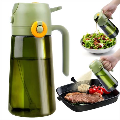 470 Ml Spray Huile Cuisine 2 En 1, Dark Light-blocking Pulverisateur Huile Cuisine, Distributeur Huile D'Olive, Verre Vaporisateur