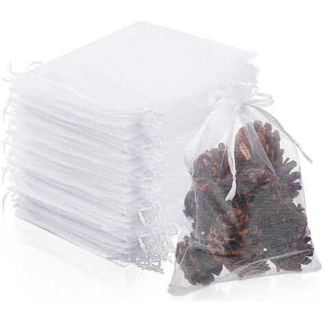 Packung Mit 100 Weißen Obstbaumnetzen (17 X 23 Cm), Netz Zum Schutz Von Früchten, Wiederverwendbare Organzabeutel