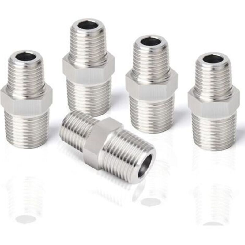5 Stück 1/2" X 1/4" Bsp-außengewinde-reduzierrohrverschraubung, 304-edelstahl-sechskantnippel