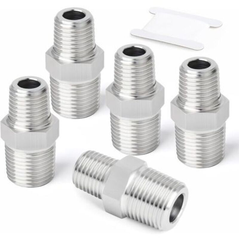 5 Stück 304 Edelstahl-außensechskant-reduzierstücke, 1/2 Zoll X 1/4 Zoll Bsp-gewinde-reduzierstück-adapter Für Sanitär-, Wasser- Und Gasleitungen