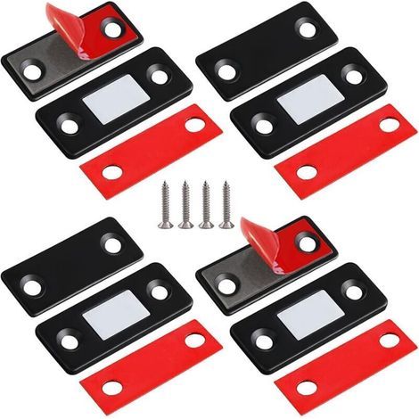 Türmagnete, 4er-pack, Ultradünner Edelstahl-magnetverschluss Für Schiebetüren Von Schränken, Küchen, Kleiderschränken, Schubladen, Möbeln Usw., Schwarz