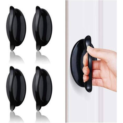 Eingangstürgriff, Schiebetürgriff, Schwarzer, Klebriger Türgriff, 4 Stück, Griff Aus Abs-kunststoff Für Türen Und Fenster, Schränke, Schubladen, Kleiderschrank.