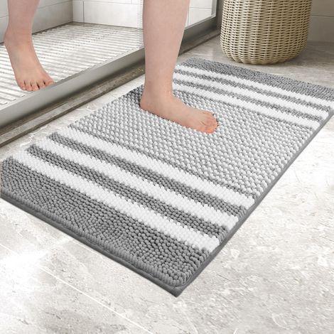 Tapis De Bain Antidérapant, Absorbierend Und Antidérapant, Aus Weicher Chenille-mikrofaser, 40 X 60 Cm, Grau