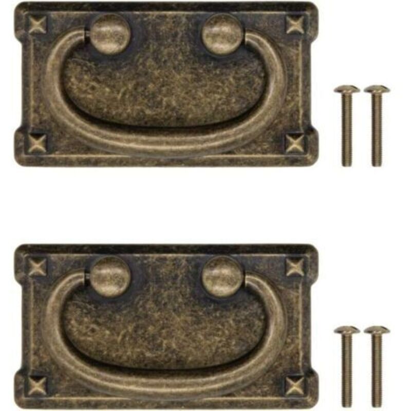 Set Aus 2 Alten Klappbaren Schubladengriffen, Bronze-eisen-design, Für Schiebetüren, Kommoden, Küchen, Sideboards, Truhen Usw. Vintage Landhaus Retro