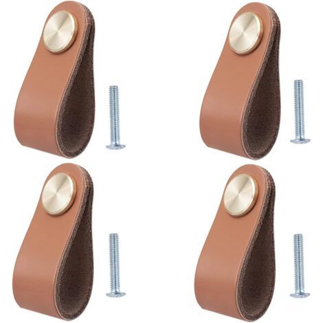 Set Mit 4 Vintage-leder-schranktürknöpfen Für Schränke, Kommoden, Küche, Badezimmer