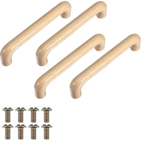 4er-pack Holzgriffe Für Schränke, Möbelgriffe, Bogenförmiges Holz, 128 Mm, Mit 8 Schrauben, Schubladengriffe Für Schublade, Kleiderschrank, Möbel, Küchengriff-werkzeuge
