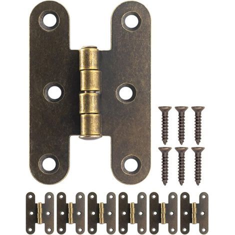 Set Mit 6 Klassischen Vintage-metallscharnieren In Antik-bronze, 55 X 36 Mm