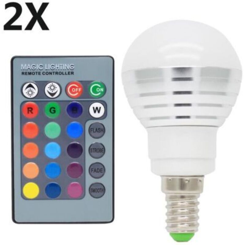 2x E14 3w Rgb-led-lampen – 16 Modi Farbwechsel – 120° Abstrahlwinkel – Ir-fernbedienung