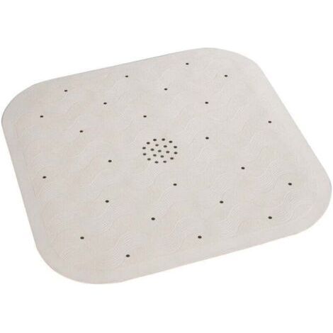 Duschmatte, Rutschfeste Badezimmermatte Mit Wasserablauf, Naturkautschuk, 54 X 54 Cm, Beige